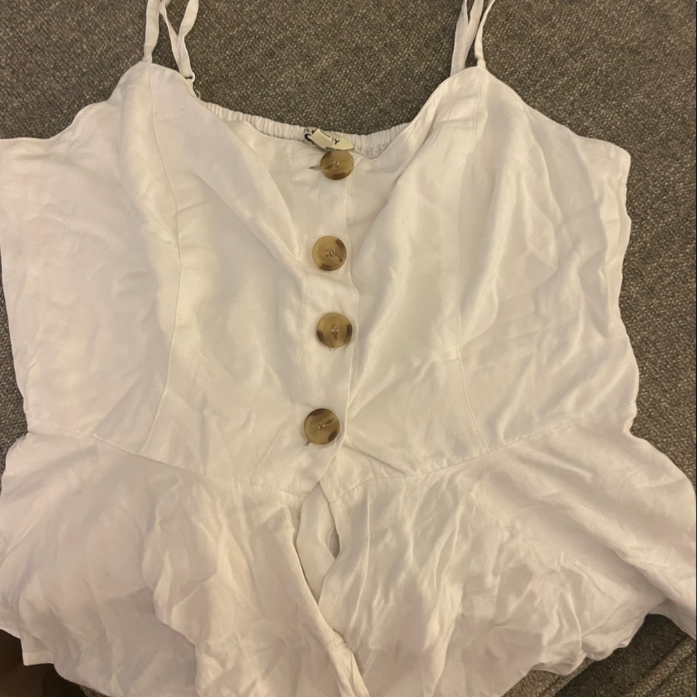 White Pemplum Tank Top
